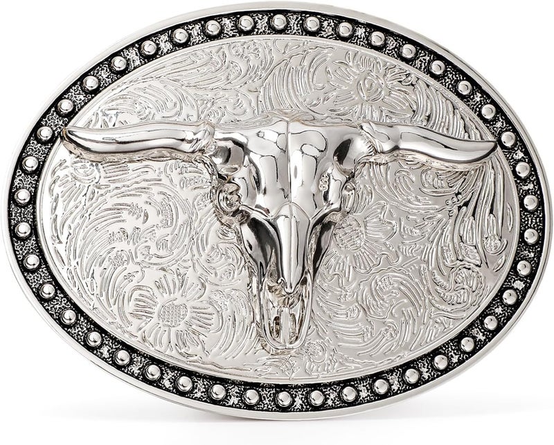 Sansths Cowboy Belt Buckle, Western Belt Buckles for Men Women Texas Bull Rodeo Cowgirl Belt Buckle - Image 1